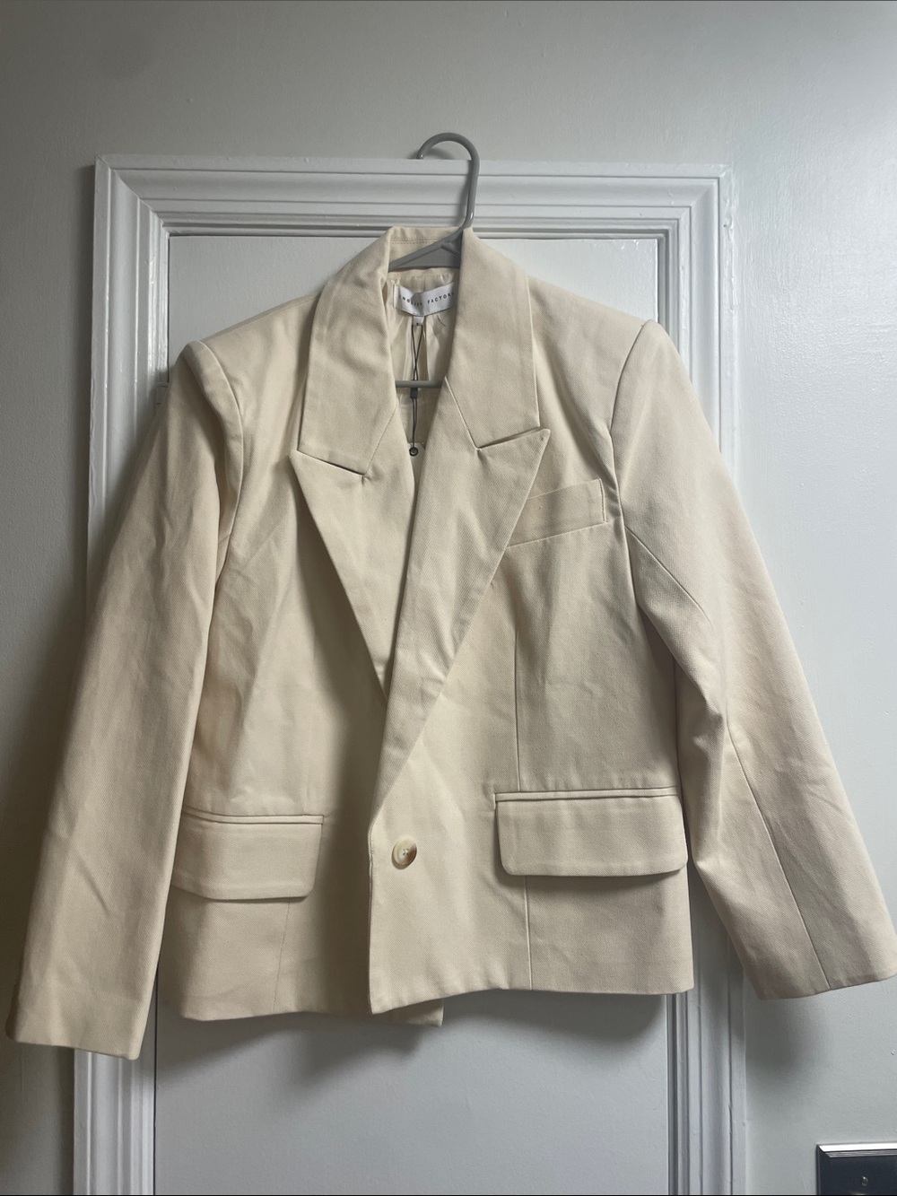 English Factory Cream Single-Button Blazer Jacket